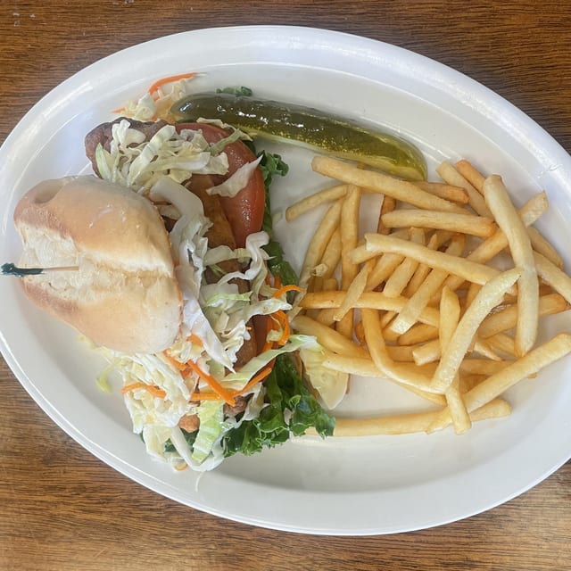 Calamari Steak Sandwich.